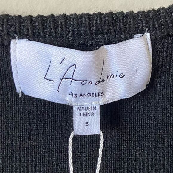 NWT L’Academie Rory Black Sweater Crew Scoop Size S - Picture 5 of 6